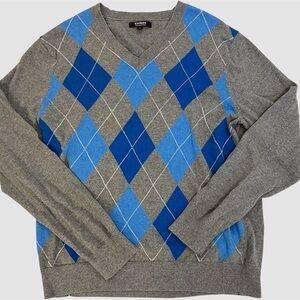 EXPRESS Men’s Large Argyle Sweater Cotton Merino Wool Preppy Grandpacore